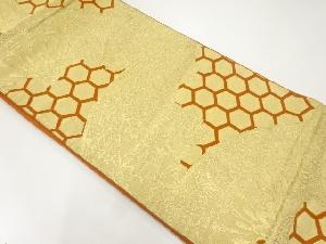 アンティーク 亀甲に草花模様織出し袋帯(着用可)